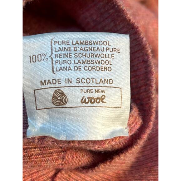 VTG Andrew Steward Sweater XS 36" Pink Lambswool Neck Tie Preppy Academia - Picture 9 of 11